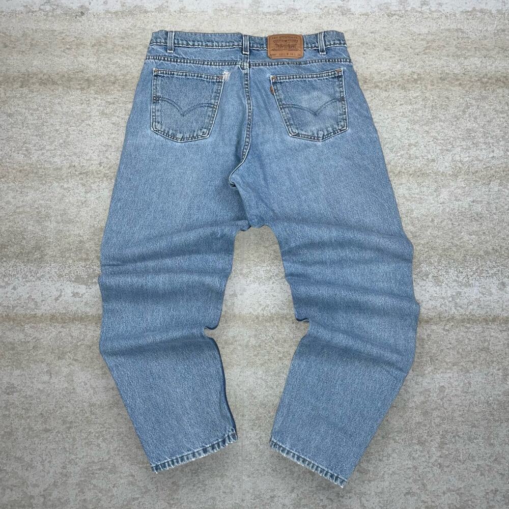 Vintage 90s Orange Tab Levis Jeans 550 38x34 Relaxed Fit Light Wash Tapered